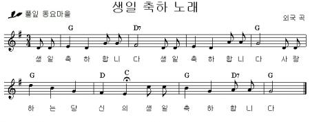 Notas de la canción de cumpleaños coreano